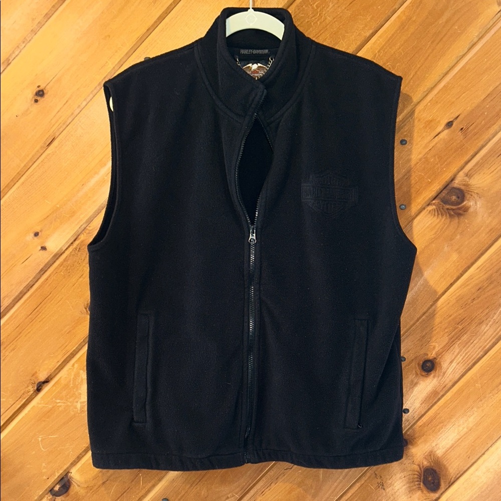 Harley-Davidson Men's Windproof Fleece Black Embroidered Vest